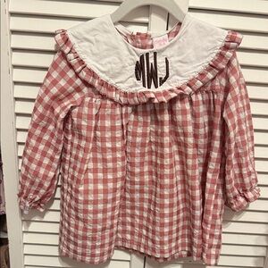 Simple Kids Pink and White Plaid Blouse